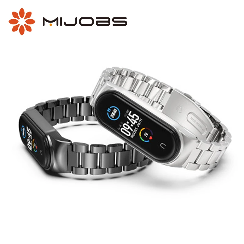 Mijobs для Xiaomi Mi Band 6 5 4 3 металлической застежкой CS браслет часы NFC глобальная