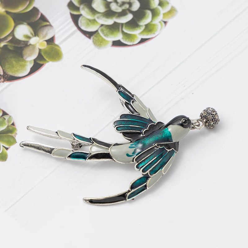 Drop oil enamel pendant swallow bird brooch men and women of the same style all-match personality creative suit coat accessory | Украшения