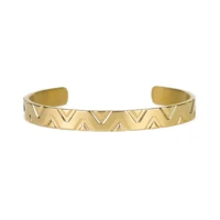 new 8mm luxury crown stripe wave shape men bangle open cuff titanium stainless steel lucky v bracelets bangles for men jewelry