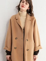 autumn and winter 2021 new 100 pure wool double sided cashmere coat womens medium and long woolen coat wool coat