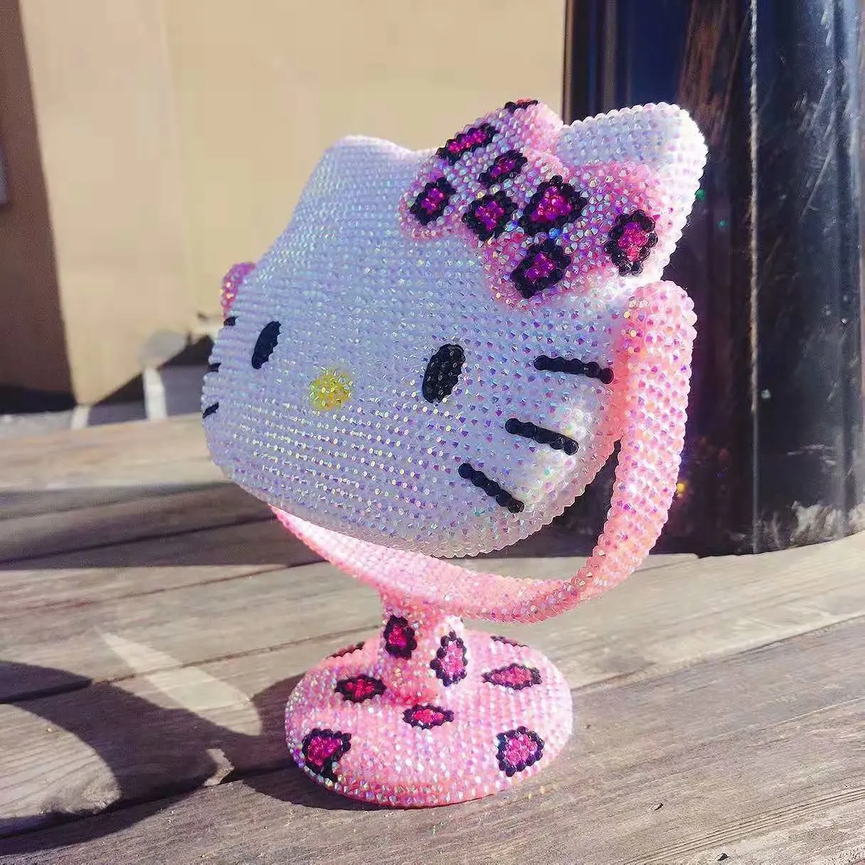 Розовое леопардовое зеркало ручной работы KT Стразы Helloo Kitty декоративные зеркала