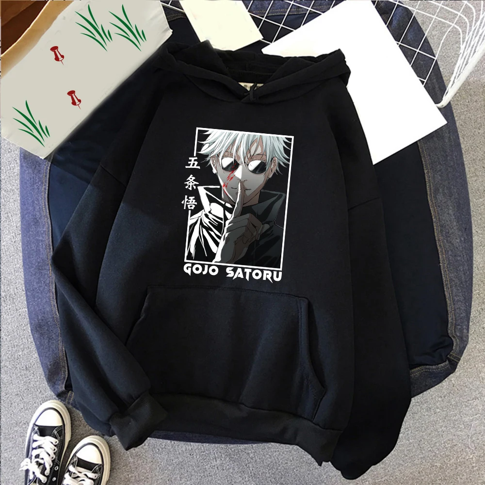

Hot Anime Jujutsu Kaisen Hoodie Hip Hop Gojo Satoru Print Streetwear Cool Causal Sweatshirt Fashion Punk Hoody Pullover Tops