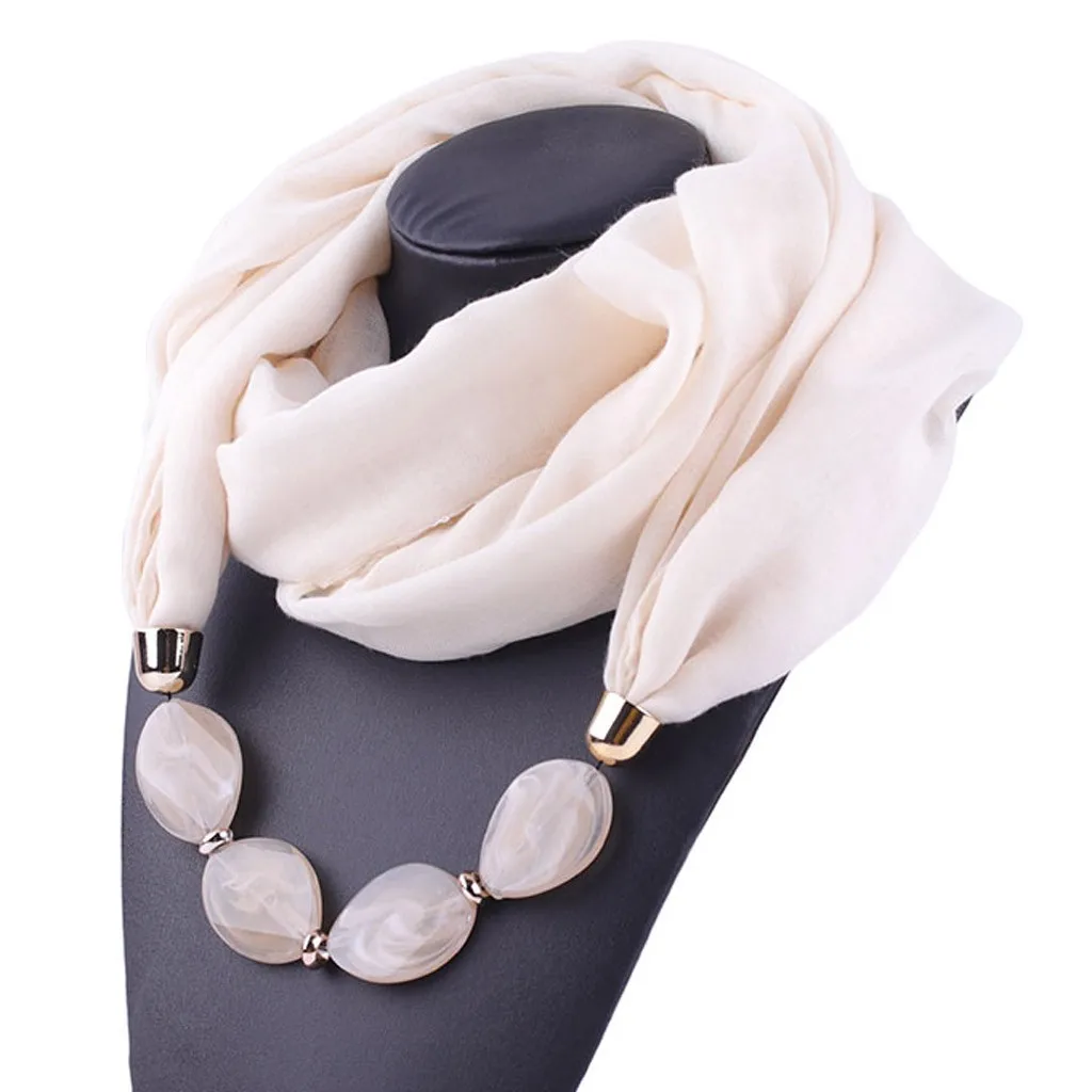 Women Fashion Solid Color Necklace Pendant Scarf Ethnic Style Soft Necklace Scarf Femme Accessories New Arrival#P15