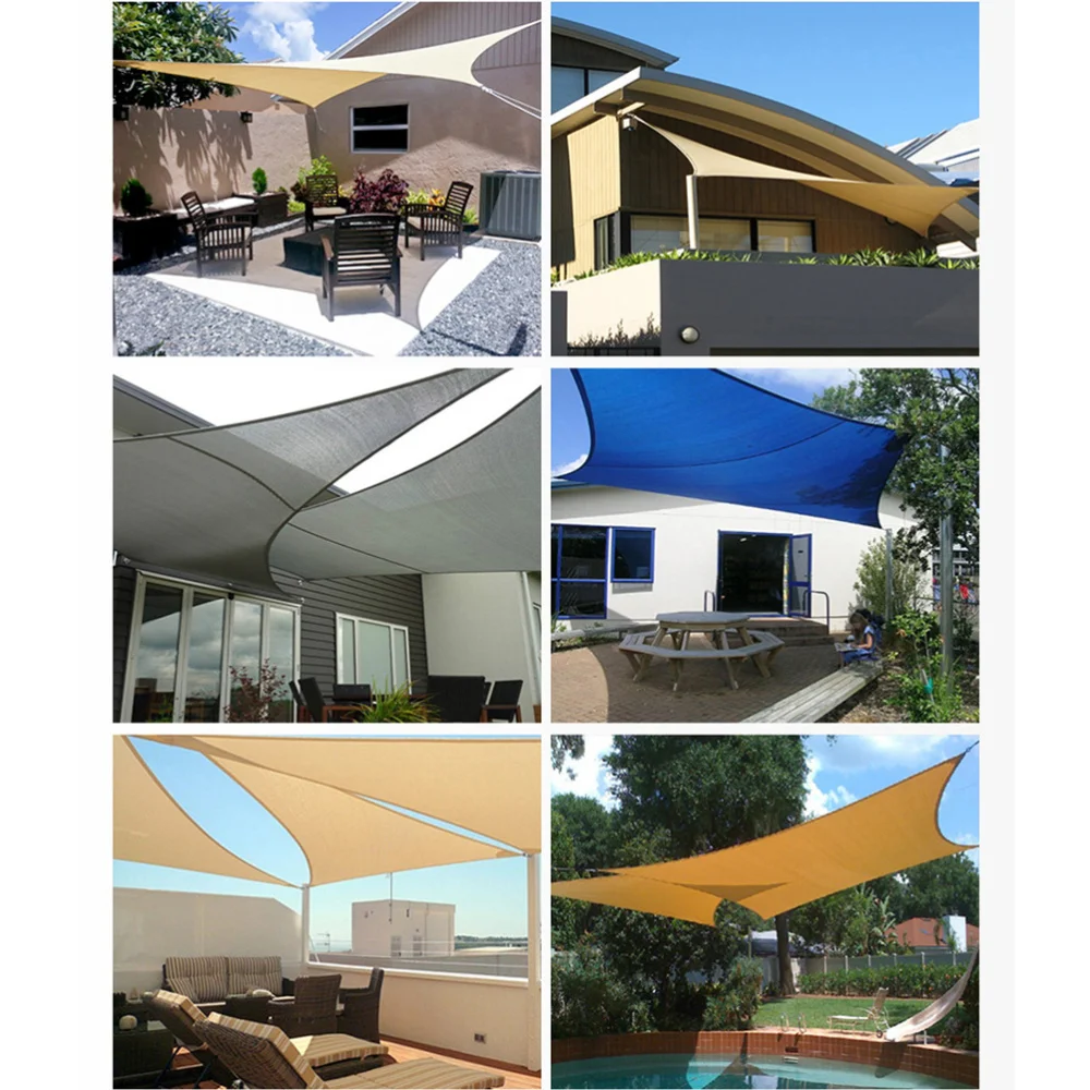 

3x3x3m Triangle Sun Shade Sail Polyester Canopy Waterproof UV Block for Garden Swimming Pool (Grey)