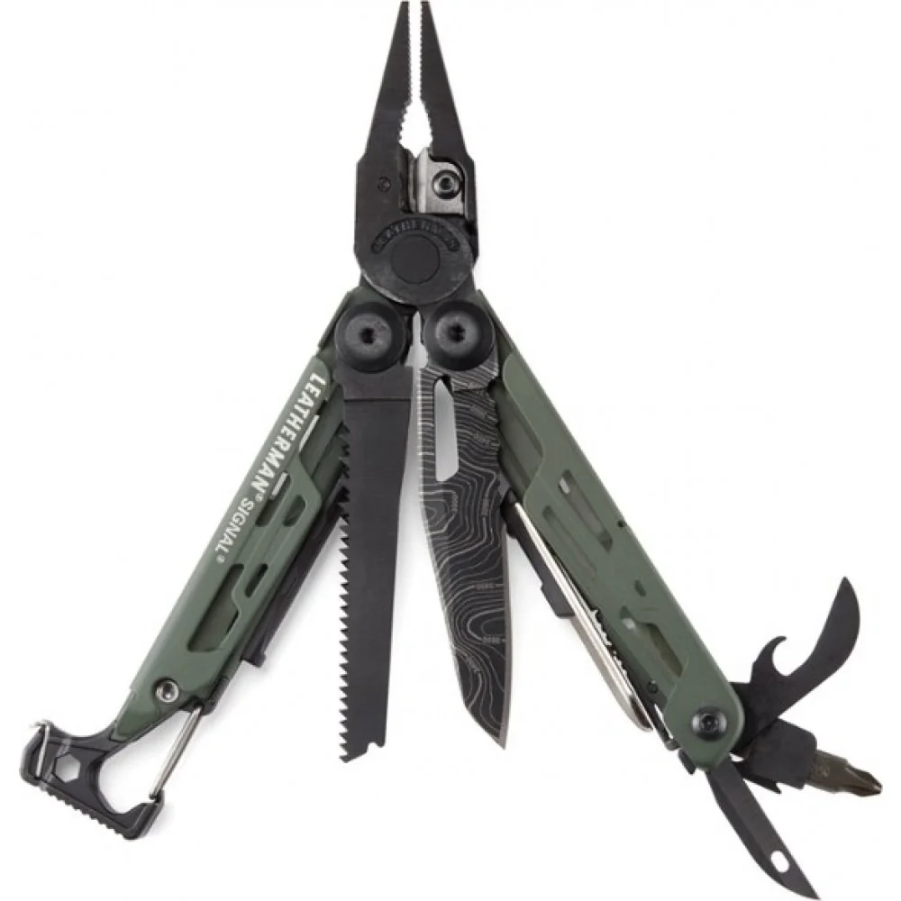 Topo Green Мультитул LEATHERMAN-SIGNAL Camping с пожарным стартером, молотком и аварийным свистком-8 цветов - Цвет: Topo Green