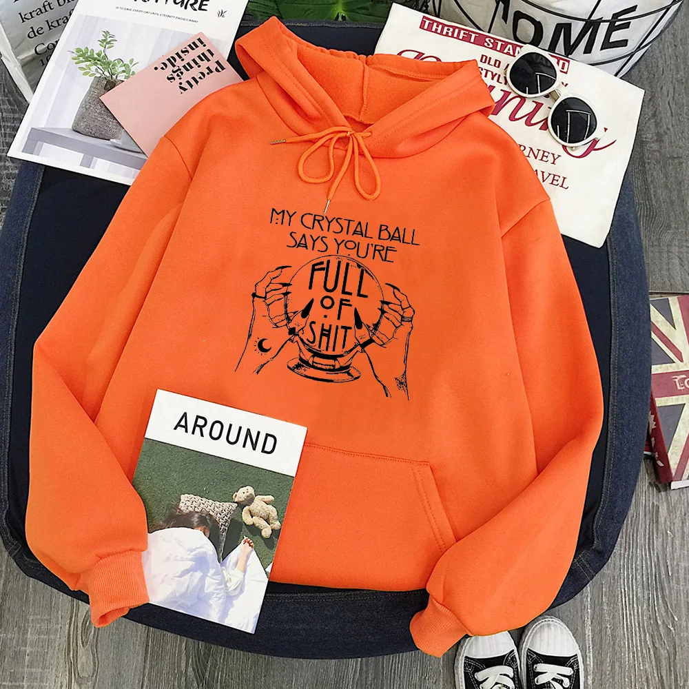 

Fortune Teller Sweatshirts Vintage Crystal Ball Hoodie Casual 2021 Halloween Mystical Hand Kawaii Clothing Witch Print Witch M