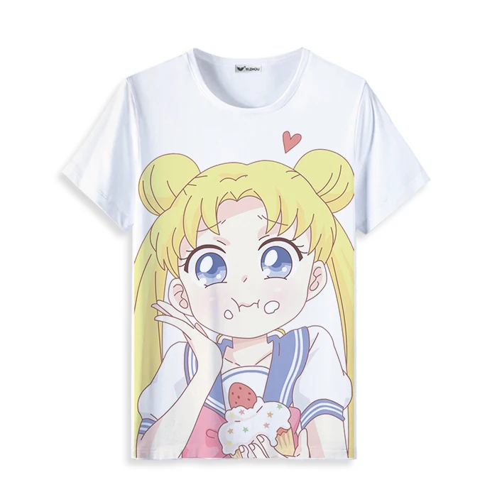 

Pretty Girl Warrior T-shirt Month Hare Water Bingyue Cartoon Cartoon Short-Sleeved Men and Women 2D World Clothes anime shirt