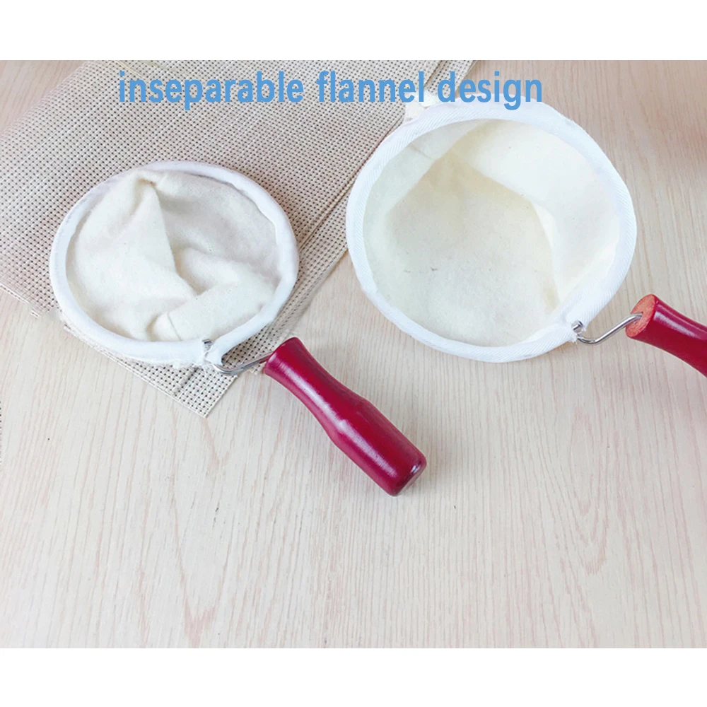 Многоразовый фильтр для кофе с деревянной ручкой фланелевый хлопковый капель