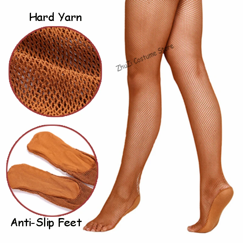 Professional Fishnet Tights Women Latin Dance Dress Ladies Ballroom&Latin Dance Hard Yarn Elastic Latin Stockings Pantyhose