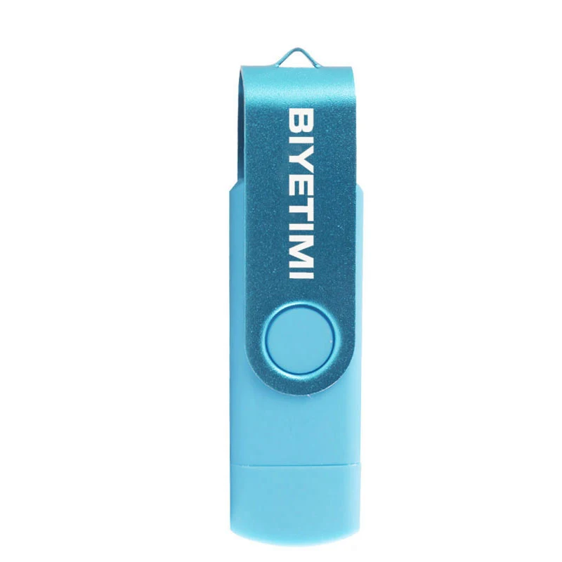 Usb флеш-накопитель BIYETIMI, 16 ГБ, 32 ГБ, 64 ГБ, для OTG, Andriod, реальная емкость, Внешняя память, Usb флешка для ПК, на заказ - Цвет: Light blue