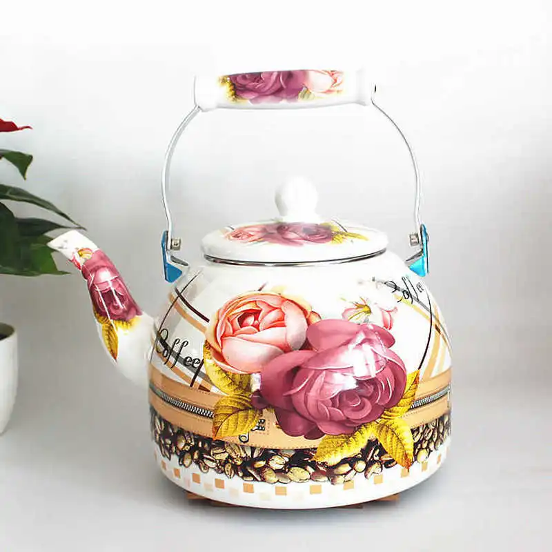 Эмалированный горшок утолщенный вместительный 5 л полностью цветочный