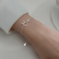 cute child authentic real 925 sterling silver rabbit carrot wrist chain bracelet c s4579