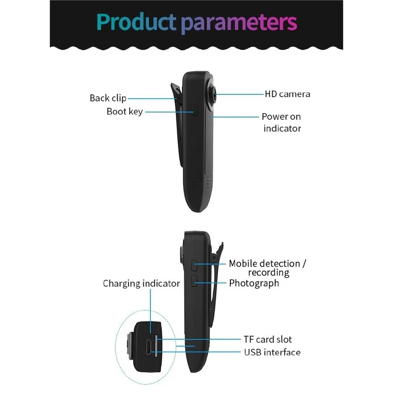 

Wearable HD 1080P Min Camera Video Recorder with Night Vision Motion Detection Small Security Cam for Home Outside Camcorder