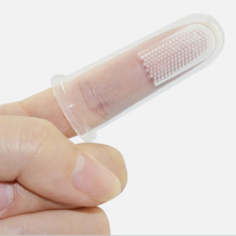 Cepillo de dientes de silicona + caja, limpieza de dedos de beb&eacute;, suave, de goma-3