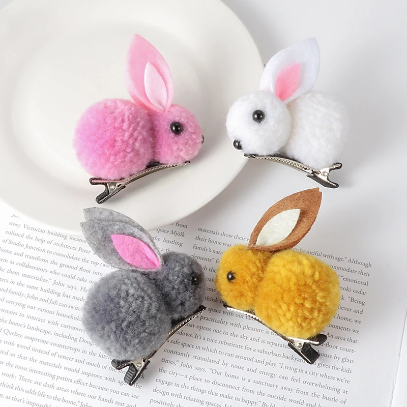 

Cute animal hair ball rabbit Headband female Hair band Hair clip Korean headwear children hair Accessories Headwear ornaments