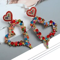bohemia fashion heart dangle earrings elegant cute luxury ear accessories fairy grunge crystal retro pendant jewelry for women