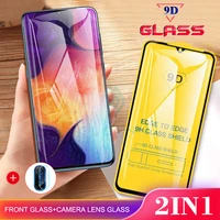 2 in 1 camera lens glass for samsung galaxy a70 a30 a10 a20 a50 a80 a40 s full glue protective glass on m30 a51 screen protector