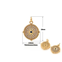 hip hop rock womens mens cubic zirconia gold compass pendant necklace retro gold filled round coin polaris jewelry accessories