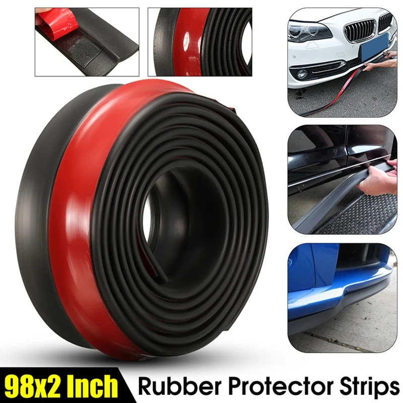 

NEW-Universal Car Front Rear Side Bumper Lip Splitter Rubber Protector Body Spoiler Valance Chin Rubber Car Bumper Lip 2.5M