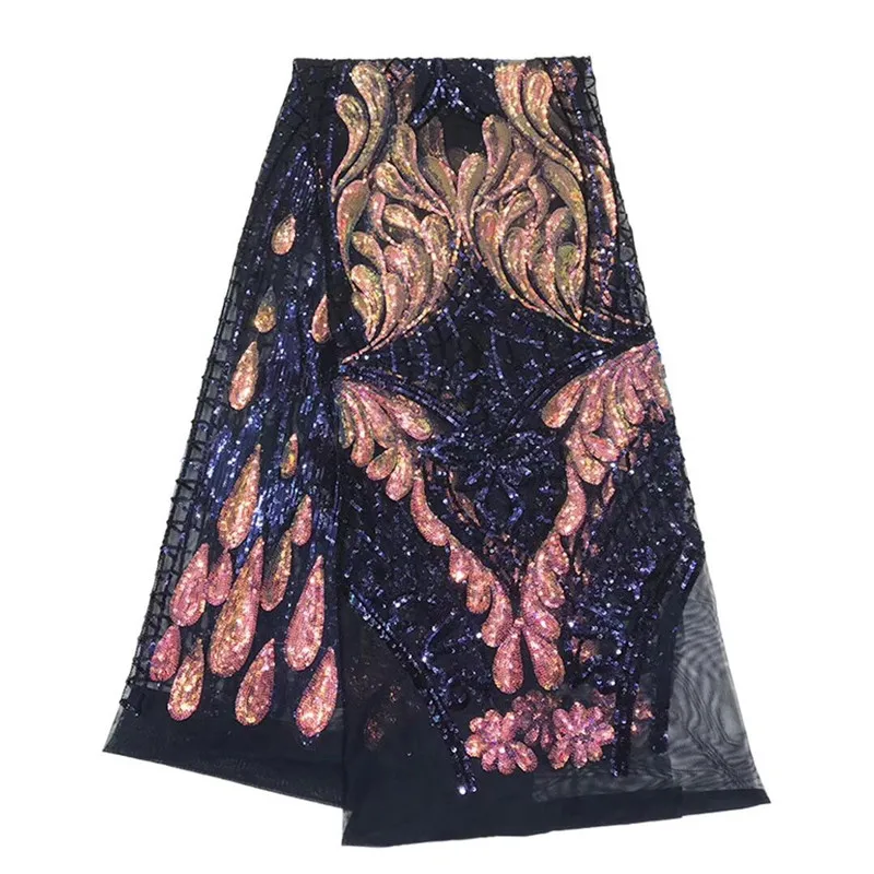 Уникальный блестящий дизайн африканская сетка с блестками кружевная ткань