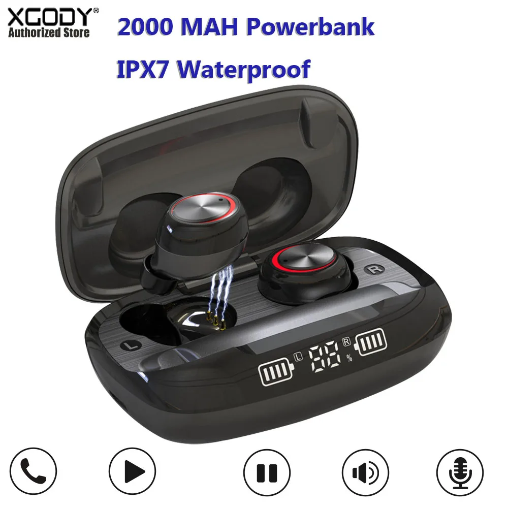 Xgody H02 TWS 5 0 bluetooth наушники Беспроводная гарнитура водонепроницаемые с зарядным