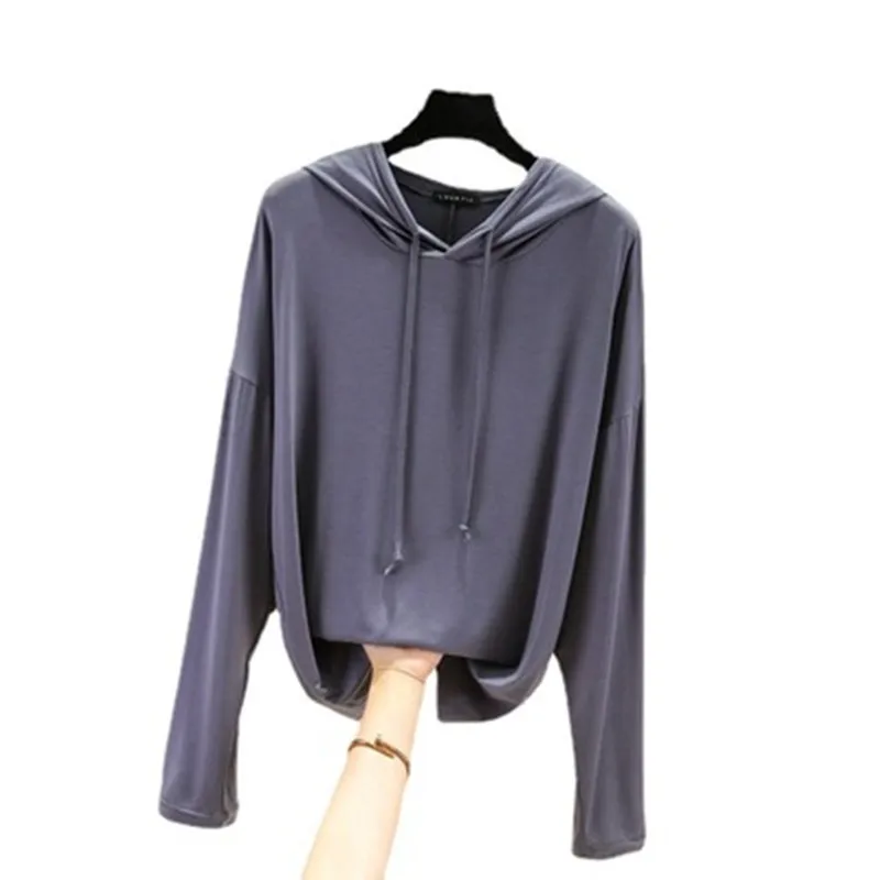

Modal Soft Hoodies Women Big Size Basical Solid Color Coat Plus Size Full Sleeves Student Summer Fashion Show Thin Clothes