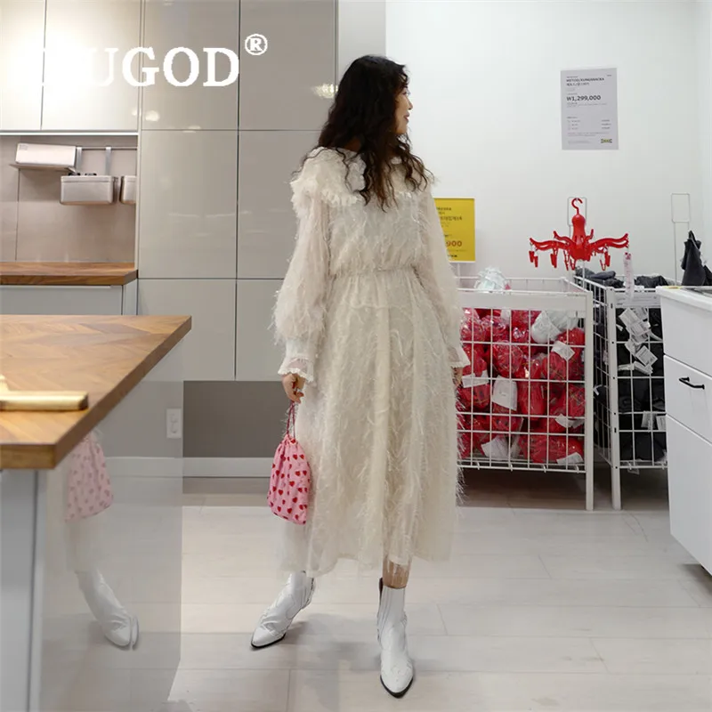 Женское платье макси RUGOD элегантное в стиле ретро с рюшами на воротнике вечерние