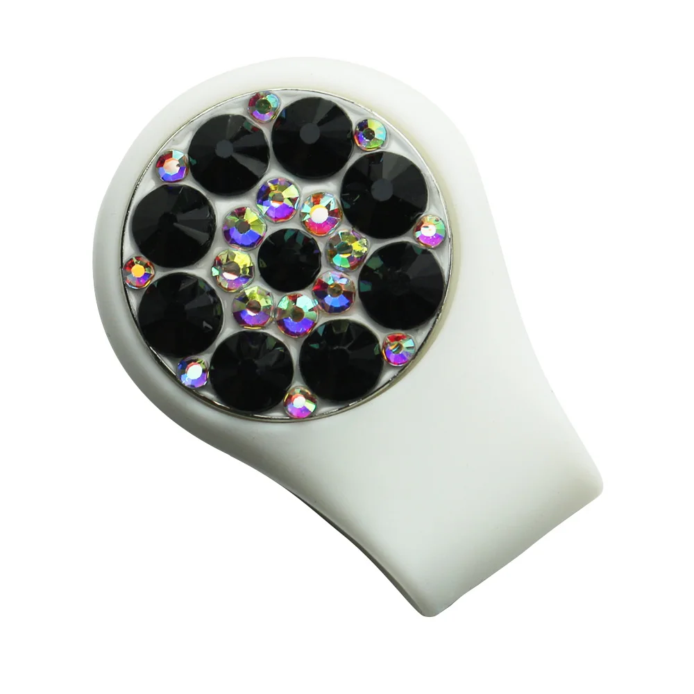 white cap clip Crystal Golf Ball Marker Наборы клипов для шляп для гольфа 1 шт. Маркер для гольфа и 1 шт. Силиконовые клипсы для гольф-клюшек Лучшие подарки для женщин-гольфистов - Цвет: white cap clip