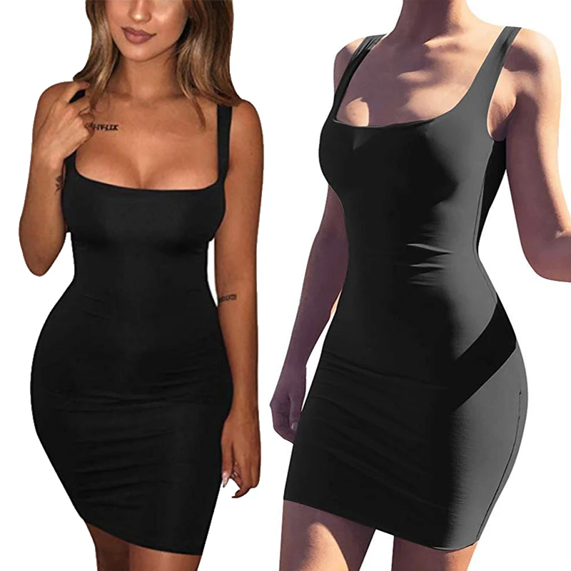 

Summer Women 2021 New Party Vestido Night Club Dress Sexy Bodycon Dress Sling Backless Solid Casual Mini Short Jurk Mujer Dress
