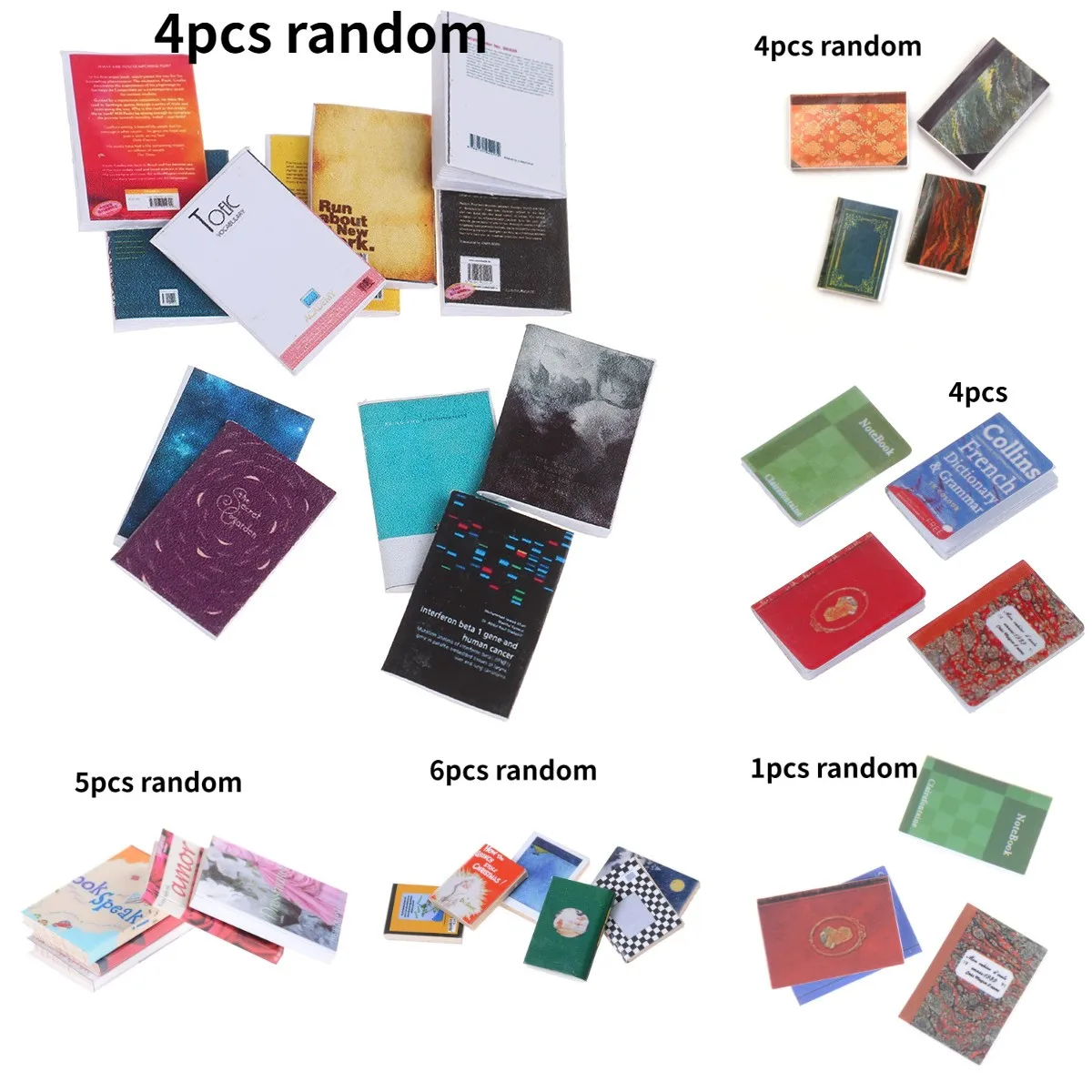 5 шт. кукольные книги для дома деревянный кукольный дом Миниатюрный 1/12 красочные