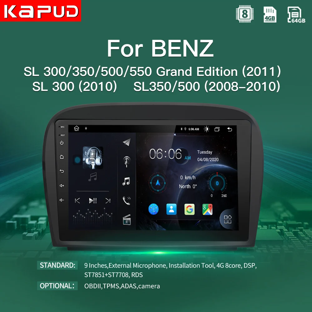 

Kapud 9" Android 10.0 Auto Radio 4G For Benz SL300/350/500/550 Grand Edition Car Stereo Multimedia Player GPS Navigation Wifi BT
