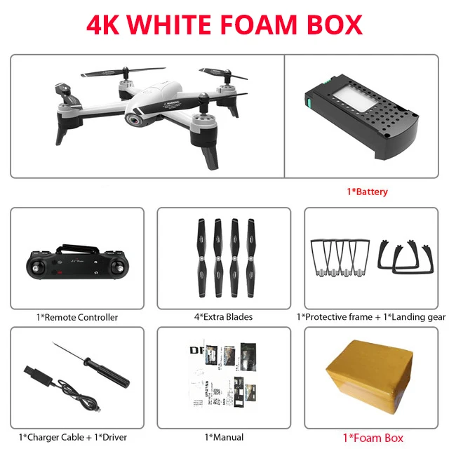 4K White Foam box SG106 wifi FPV Дрон 4K двойная камера HD в реальном времени воздушная видео оптический поток RC Квадрокоптер Вертолет VS XS809W H47 XS816 M70 Дрон - Цвет: 4K White Foam box