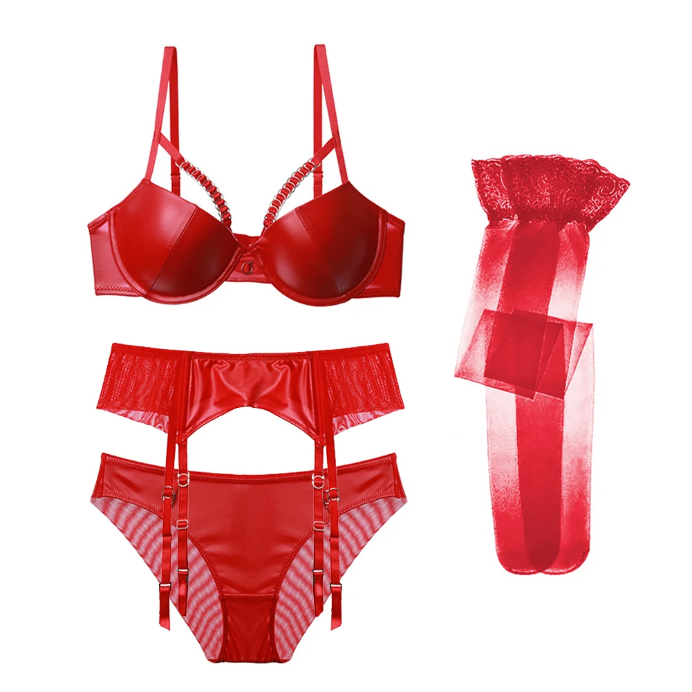 Varsbaby New arrival sexy lace glossy women bra set 4 PCS/Lot