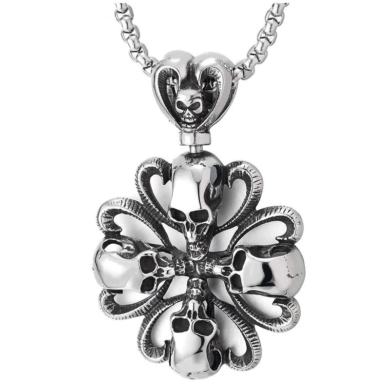 

Fashionable Vintage trend skull cross heart-shaped Gothic punk hip hop men's pendant necklace jewelry accessories wholesale