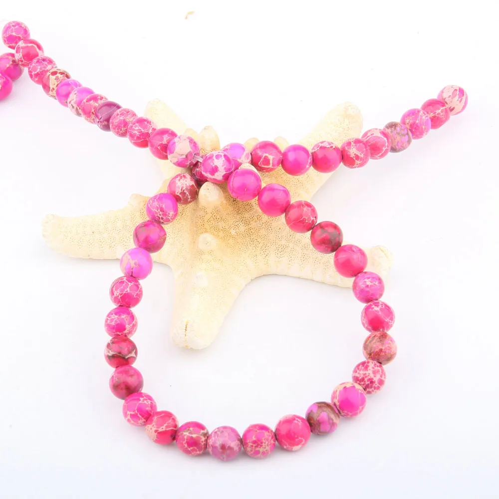

Round Natural Stone Beads Pink Emperor Stones Loose Stone Bead For Bracelet Necklace Jewelry Making DIY Size 6mm/8mm/10mm