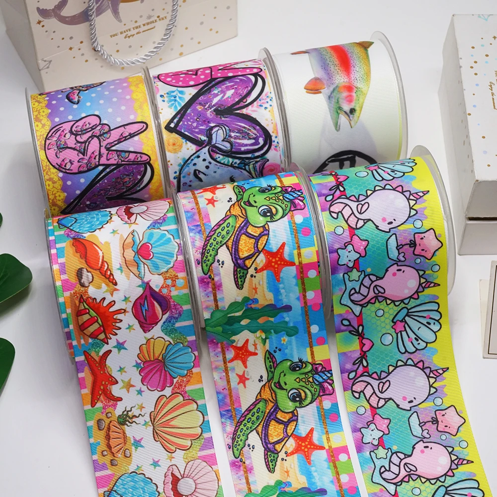 

10 ярдов, 3 дюйма, 75 мм, мультяшный принт, корсажная лента для бантов для волос, «сделай сам», ремесла, аксессуары ручной работы 54863