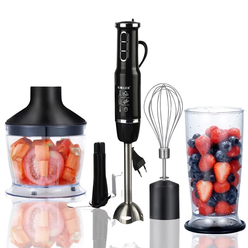 4-in-1 Stainless Steel 750-1500W Immersion Hand Stick Blender Mixer Vegetable Meat Grinder 500mlChopper Whisk 800ml Smoothie Cup | Бытовая