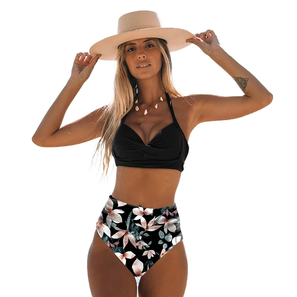 

Hot Sale Sexy High Waist Bikini 2021 Halter Plus Size Swimwear Women Swimsuit Female Bikini Set Bodysuit Bathing Suit Summer