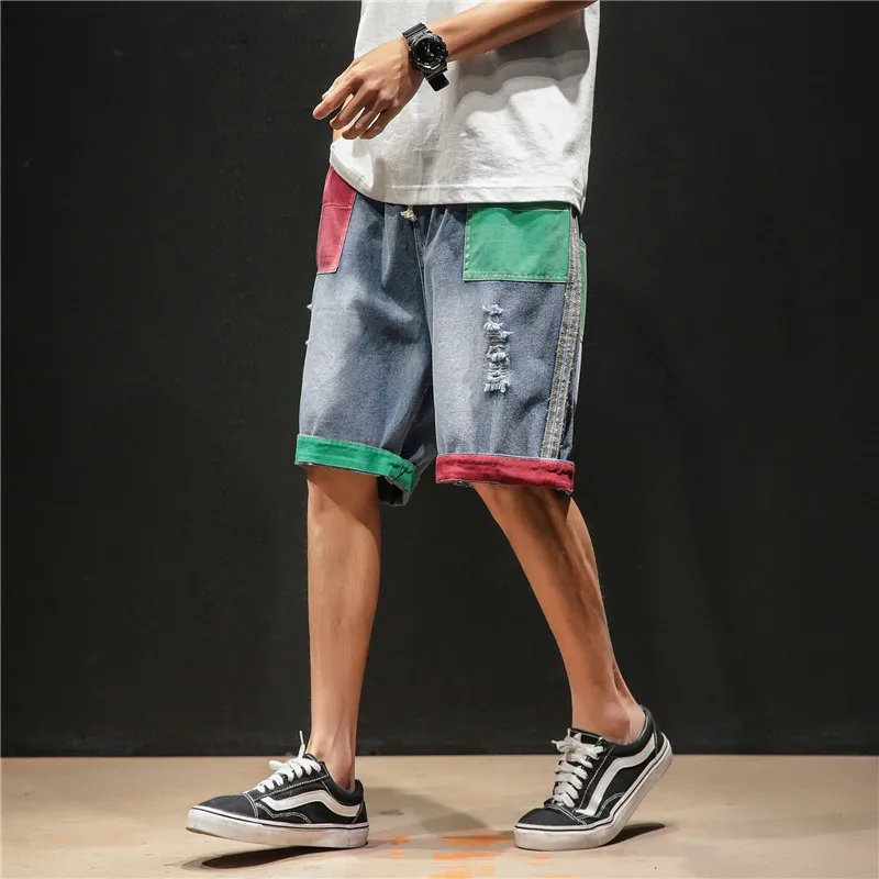 Мужские джинсовые шорты с дырками Повседневные Дышащие из хлопка брендовая