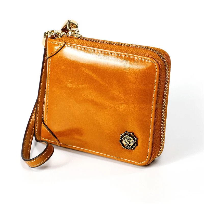

Sweet Cow Leather Women Wallet Oil Wax Zipper Coin Purse Female Wallet Small Purse Ladies Purses Card Holder Short Carteras
