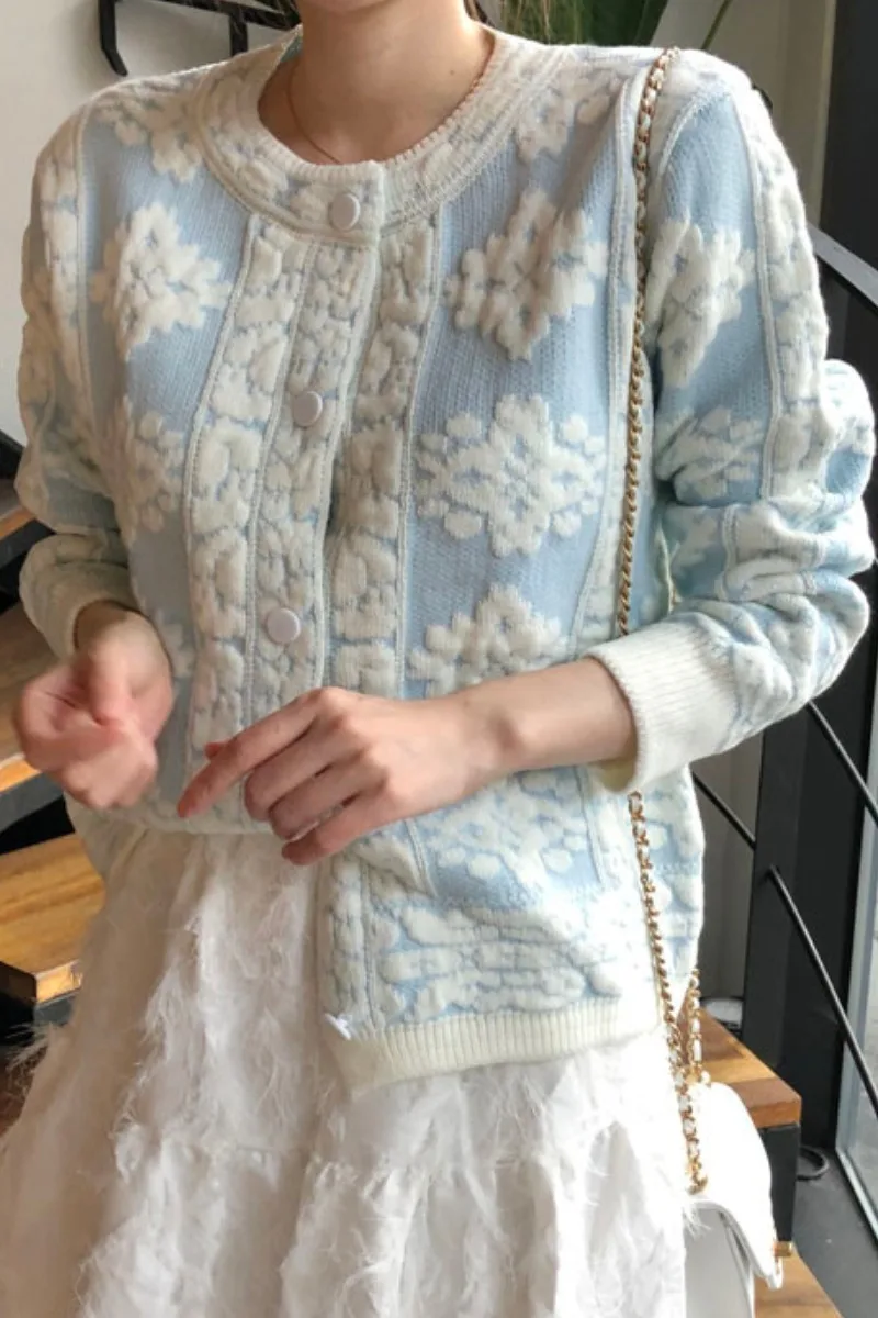 

Embroidery Simple Cardigan Korea Sweater Fashion 2021 New Knitting Sweater Female Coat Jersey Mujer Women's Clothing EK50MY