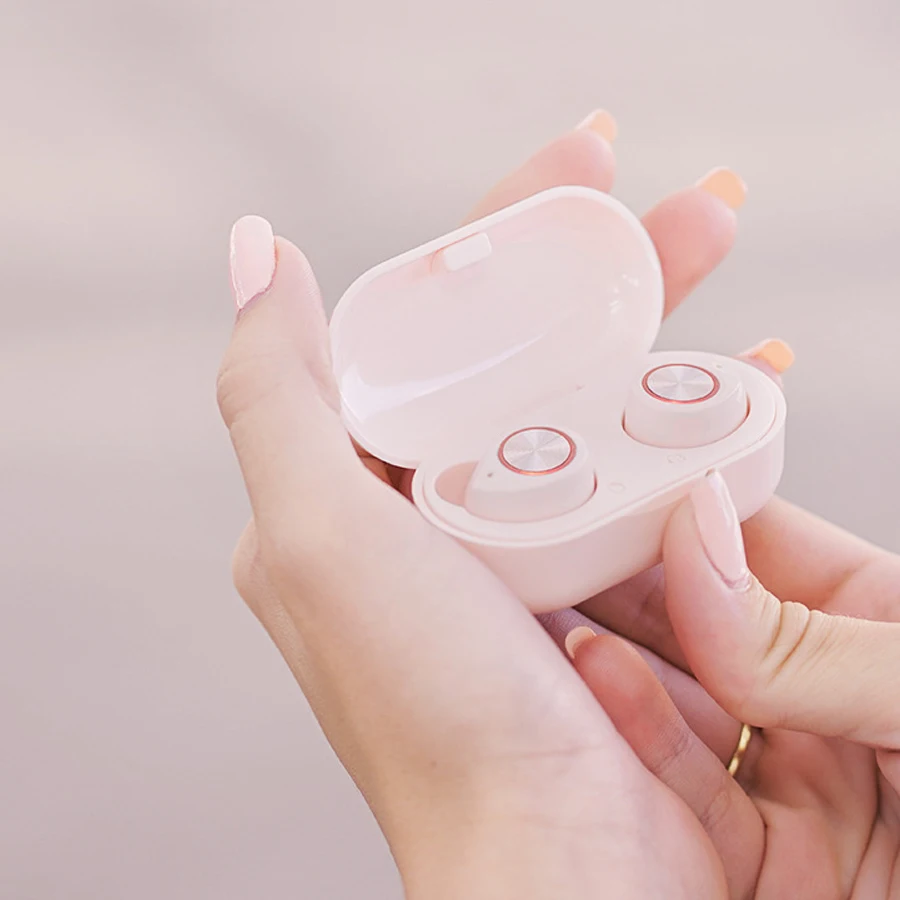 Bluetooth наушники 5 0 беспроводные Macaron TWS модные спортивные стерео с зарядным боксом