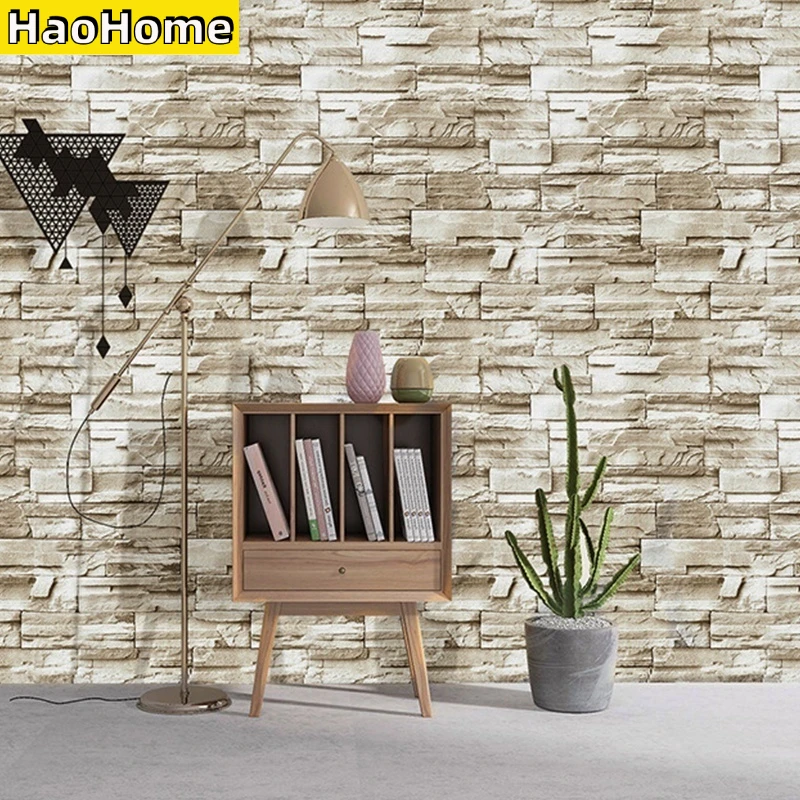 HaoHome каменная кожура и палка настенная бумага из искусственного кирпича