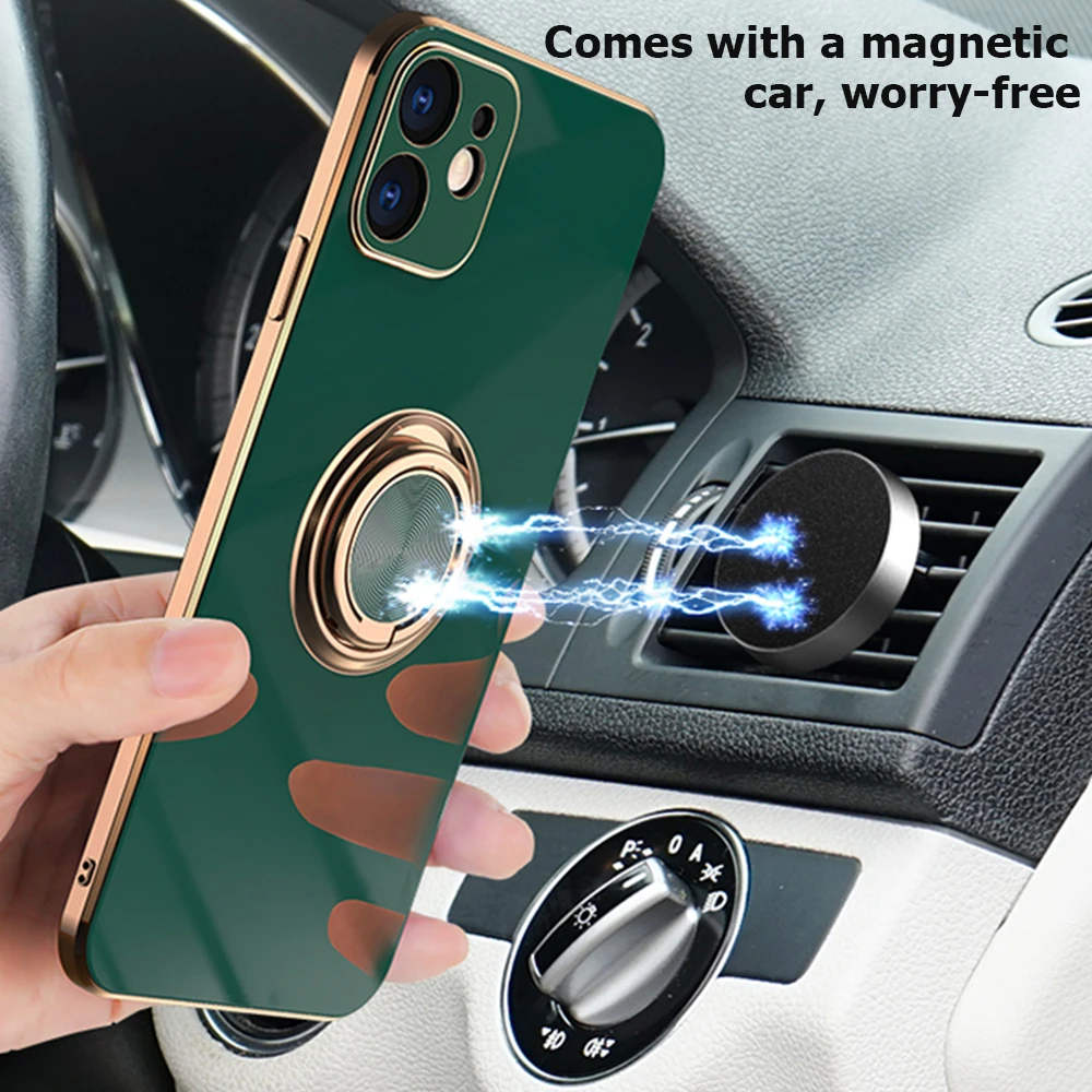 

Soft TPU Covers With Ring Holder Stand For iPhone 7 8 Plus Plating Phone Silicone Fundas For iPhone XR X XS max Cover Protector