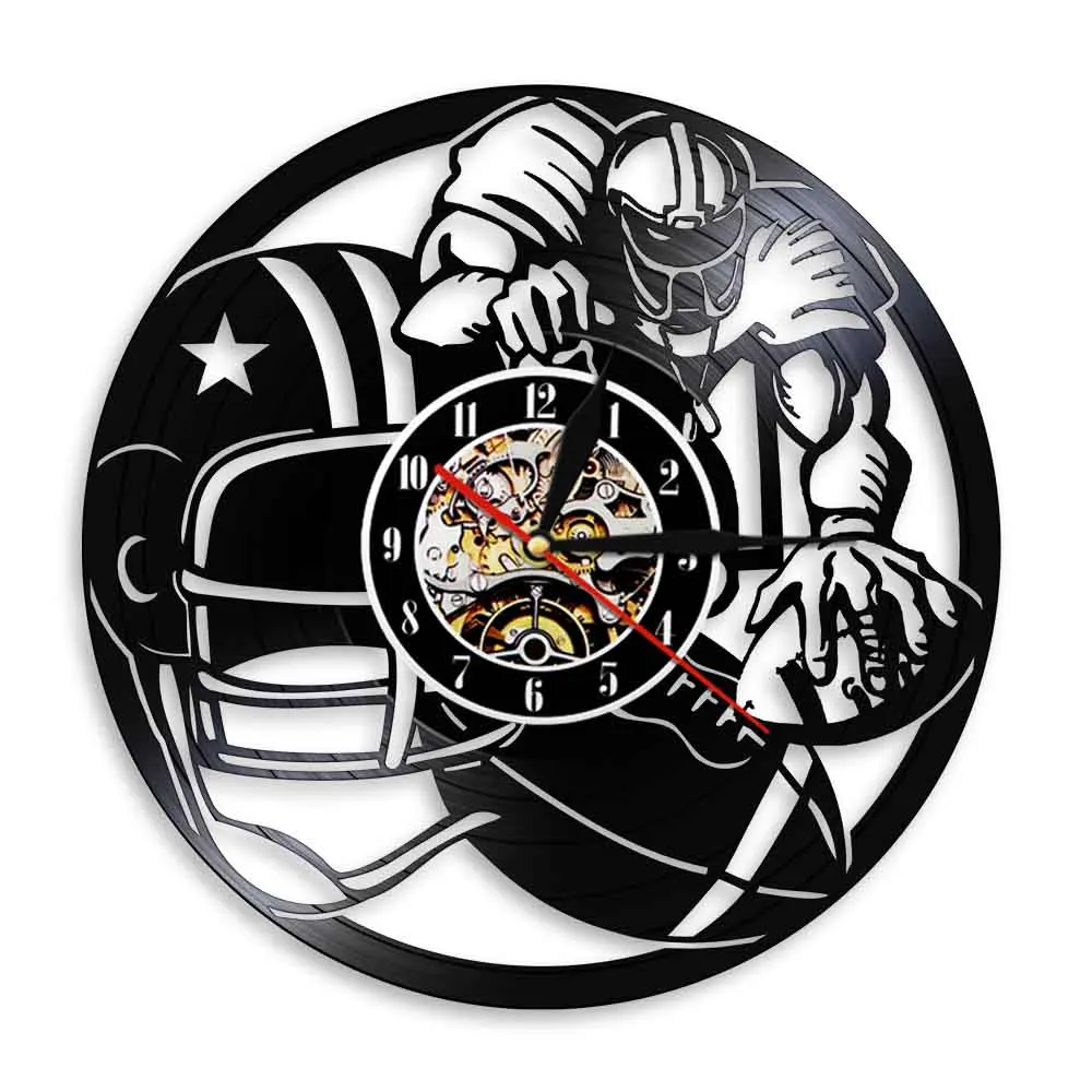 American Football Team Sport Wall Art Decor Clock Modern Design Vinyl 3D Watch Gift For Fans | Дом и сад