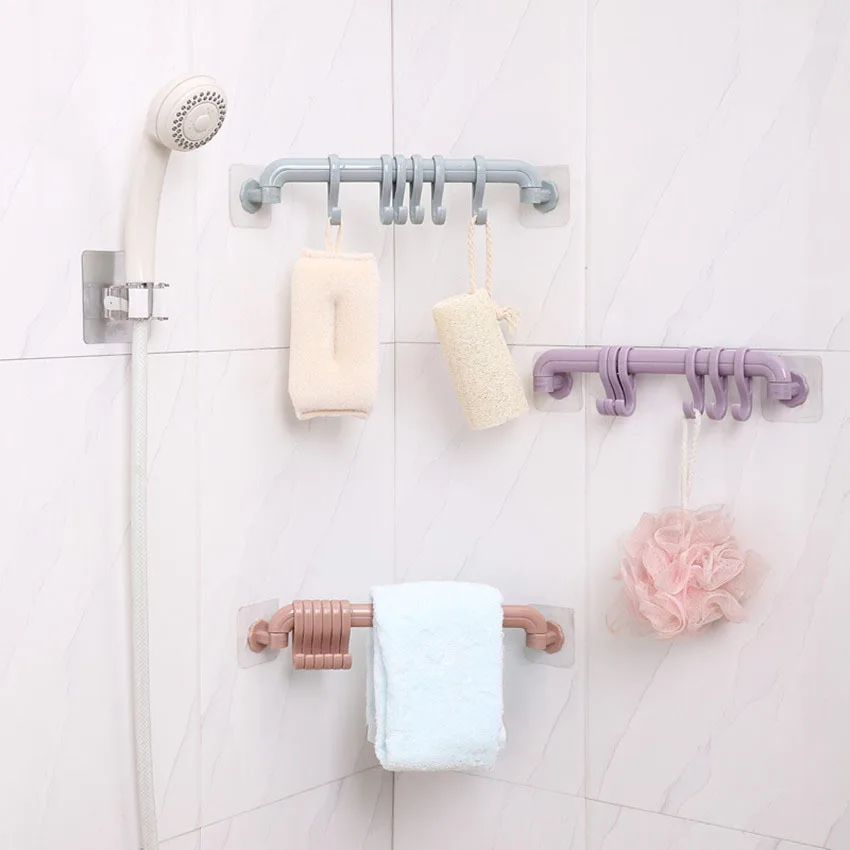 Пластиковый крючок для ванной комнаты поворотный настенный шесть рядов крючков