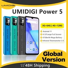 Global Version UMIDIGI Power 5 New 2021 Smartphone 6.53 Full Screen Android 11 Helio G25 16MP AI Triple Camera 6150mAh Phone