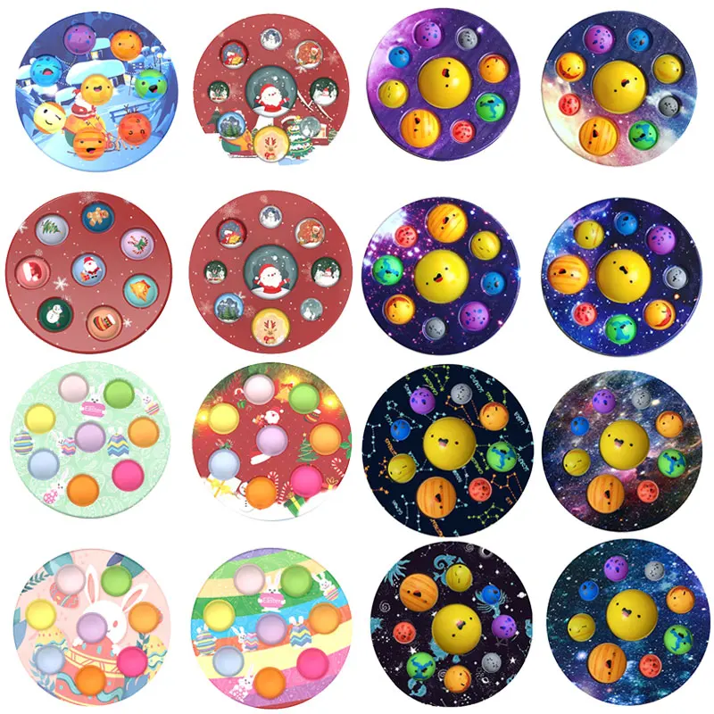 

Рождественская планета, Пузырьковые сенсорные игрушки-антистресс, игрушки Санта-Клаус, игрушки с простым затемнением, Интерактивная игруш...