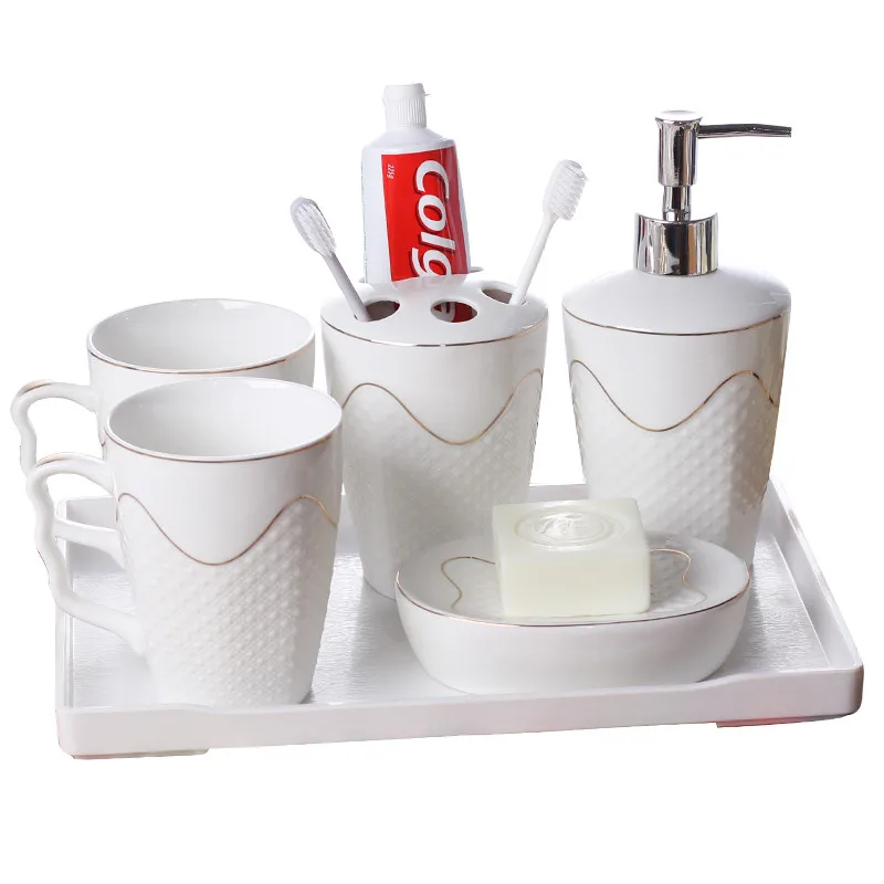 Набор аксессуаров для ванной белый керамический дозатор мыла держатель зубных