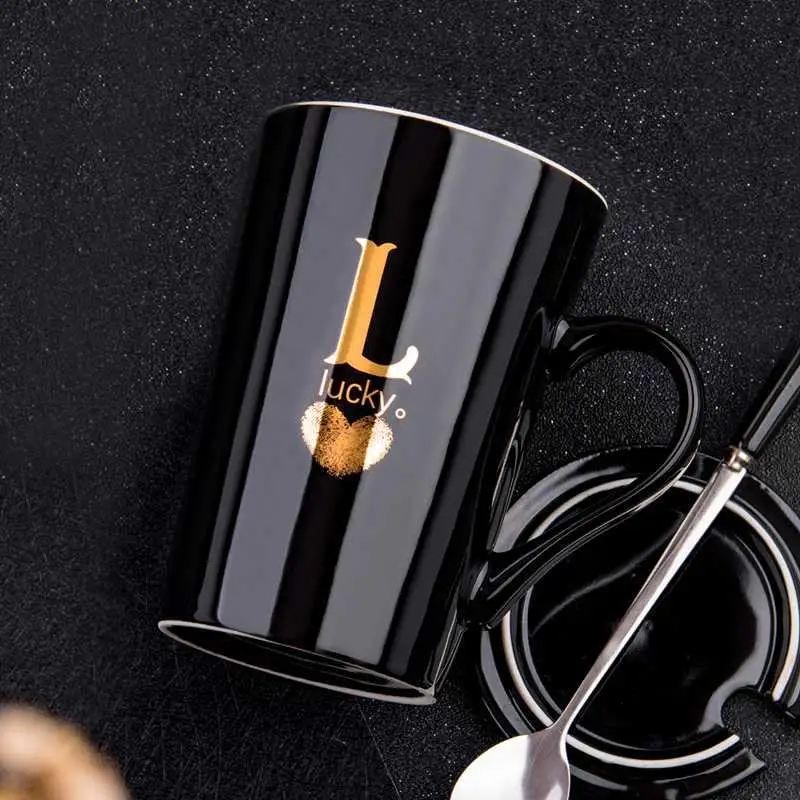 Креативная кружка с 26 английскими буквами и ложкой новая фарфоровая Офисная